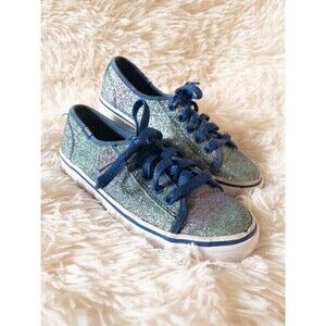 Keds Girls Double Up Sugar Dip Sneakers Blue & Purple Glitter Lace Up size 1.5